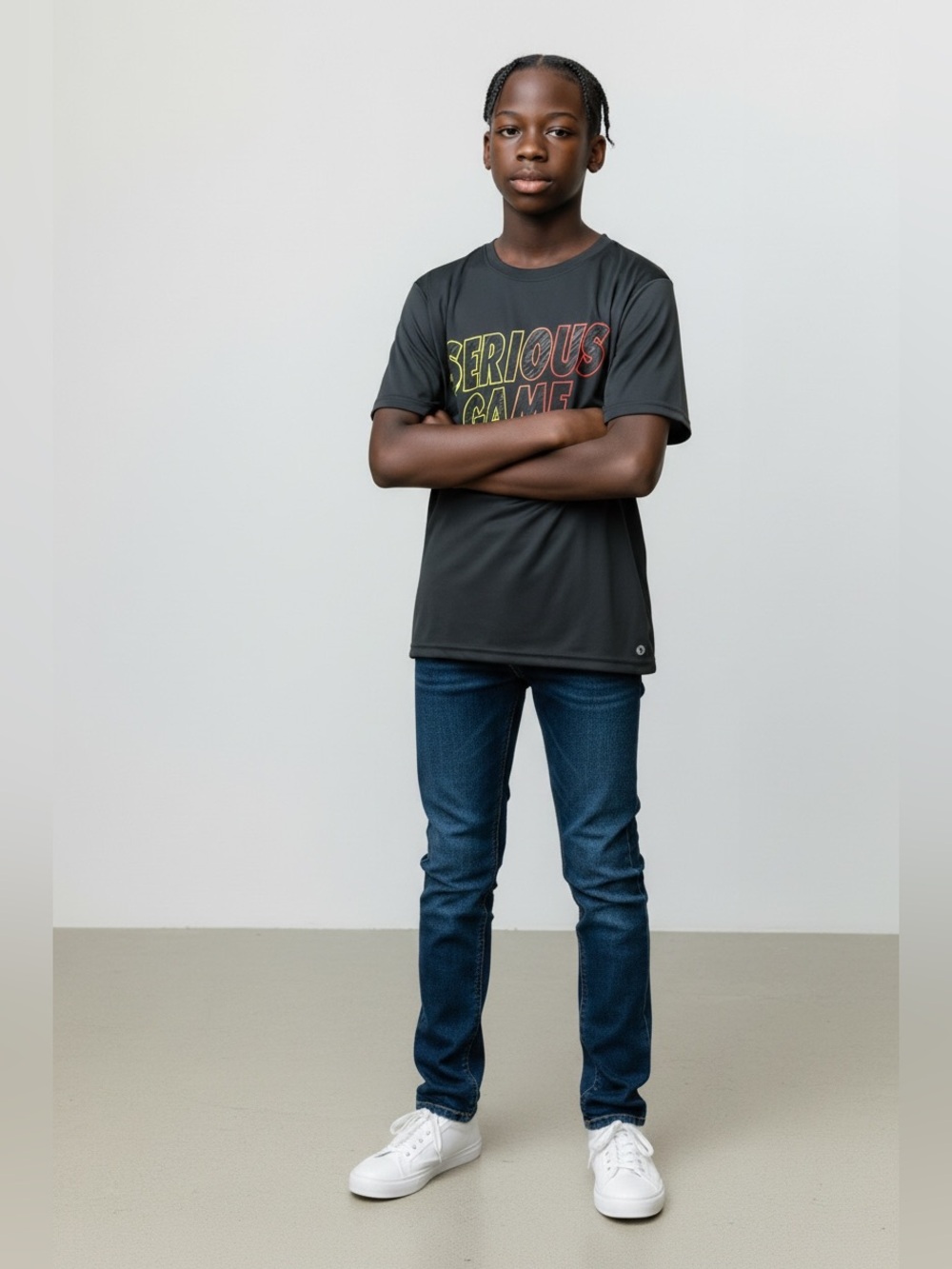 Xersion Boys "Serious Game" Graphic Athletic Tee (Size M 10/12)
